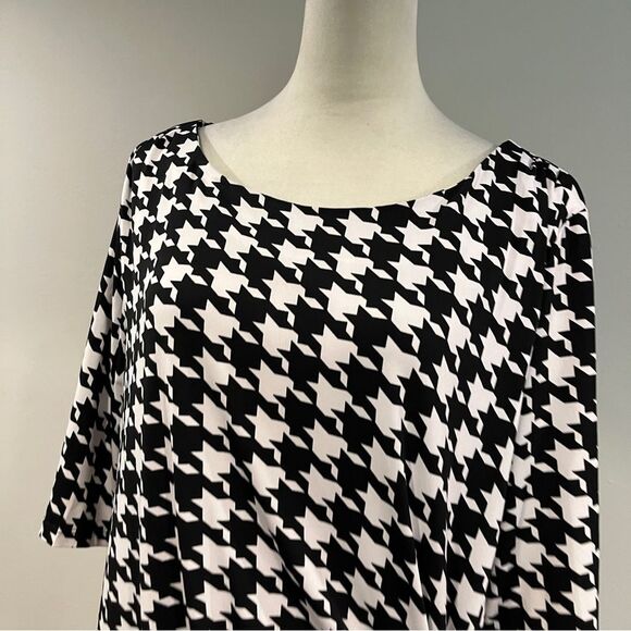 Kiara Elegant long sleeve Black and White Houndstooth Dress size extra large - Picture 2 of 13